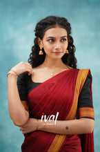 Load image into Gallery viewer, Preorder: Savarna – Black And Maroon Cotton Halfsaree
