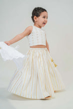 Load image into Gallery viewer, Girl Golden Hearts Lehenga Choli Set-White
