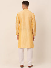 Load image into Gallery viewer, Men&#39;s Golden Collar Embroidered Kurta Pyjama Set

