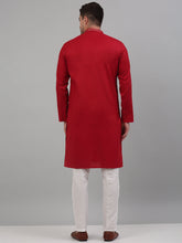 Load image into Gallery viewer, Men&#39;s Red Embroidered Straight Kurta
