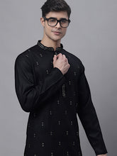 Load image into Gallery viewer, Men&#39;s Black Embroidered Straight Kurta
