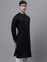 Load image into Gallery viewer, Men&#39;s Black Embroidered Straight Kurta
