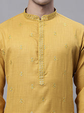 Load image into Gallery viewer, Men&#39;s Mustard Yellow Embroidered Straight Kurta
