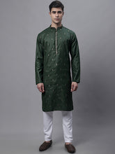 Load image into Gallery viewer, Men&#39;s Olive Green Embroidered Straight Kurta
