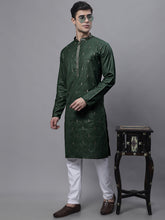 Load image into Gallery viewer, Men&#39;s Olive Green Embroidered Straight Kurta
