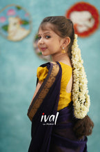 Load image into Gallery viewer, Preorder: Suttis - Yellow And Dark Purple Cotton Halfsaree
