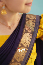 Load image into Gallery viewer, Preorder: Suttis - Yellow And Dark Purple Cotton Halfsaree
