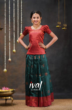 Load image into Gallery viewer, Preorder: Suttis - Dark Teal Green And Maroon Semi Silk
