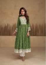 Load image into Gallery viewer, Lakhnawi  Embroidered Anarkali Suit Set -Green

