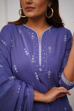 Load image into Gallery viewer, In Stock: Blue Kurta Pant Set With Dupatta
