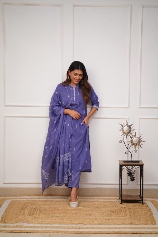 In Stock: Blue Kurta Pant Set With Dupatta