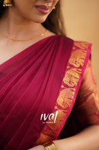 Load image into Gallery viewer, Preorder: Padmaja - Manthalir Green And Reddish Maroon Cotton Halfsaree
