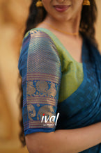 Load image into Gallery viewer, Preorder: Padmaja - Two Tone Sea Green And Blue Cotton Halfsaree
