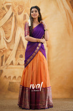 Load image into Gallery viewer, Preorder: Padmaja - Orange and Purple Cotton Halfsaree
