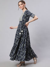 Load image into Gallery viewer, Navy Blue Floral Printed Maxi Dress
