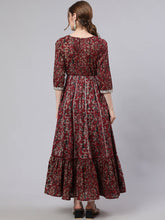 Load image into Gallery viewer, Marroon Floral Printed Maxi Dress
