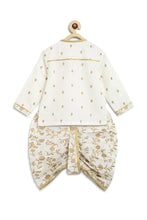 Load image into Gallery viewer, Baby Boy Dhoti Kurta Premium Cotton Set Print Gold- White
