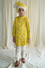 Load image into Gallery viewer, Boys 3Pc Bundi Kurta Set Embroidered- Yellow
