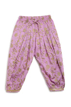 Load image into Gallery viewer, Girls Angrakha Set And Bow Hairclip Gold Print- Purple

