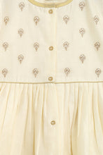 Load image into Gallery viewer, Girls Angrakha Set And Bow Hairclip Gold Print- Cream
