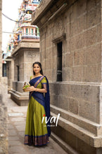 Load image into Gallery viewer, Preorder: Padmaja - Light Green  and Blue Cotton Halfsaree
