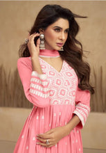 Load image into Gallery viewer, Lakhnawi  Embroidered Anarkali Suit Set - Pink
