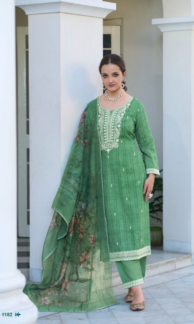 Zaveri - Green Suit Set with Dupatta