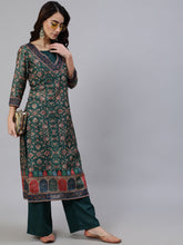 Load image into Gallery viewer, GREEN PRINTED KURTA WITH TOP &amp; PALAZZO
