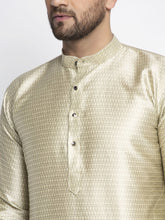Load image into Gallery viewer, Beige &amp; White Woven Design Kurta with Pyjamas
