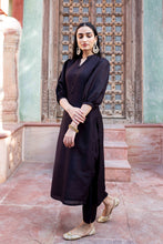 Load image into Gallery viewer, Preorder: Black silk Suit Set with Banarsi Dupatta
