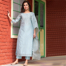 Load image into Gallery viewer, Preorder - BLUE PRINTED CHANDERI SUIT
