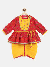 Load image into Gallery viewer, Baby Girl Pink Printed Bandhani Angrakha Set
