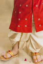 Load image into Gallery viewer, Boys Red Silk Buta Dhoti Set
